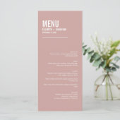 Simple Boho Dusty Roos Typography Wedding Menu (Staand voorkant)