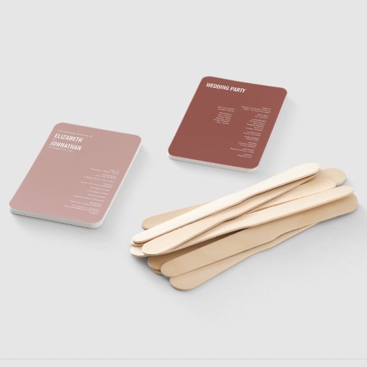 Simple Boho Dusty Roos Typography Wedding Programm Handwaaier (Niet-gemonteerd)