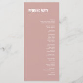 Simple Boho Dusty Roos Typography Wedding Programm Programma (Achterkant)