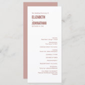 Simple Boho Dusty Roos Typography Wedding Programm Programma (Voorkant / Achterkant)