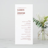 Simple Boho Dusty Roos Typography Wedding Programm Programma (Staand voorkant)