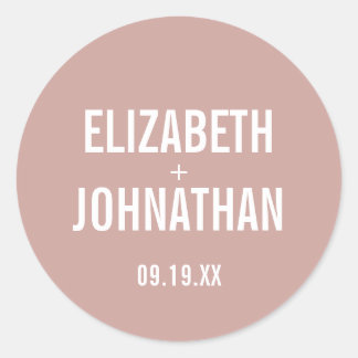 Simple Boho Dusty Roos Typography Wedding Ronde Sticker