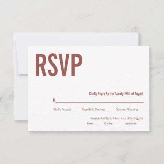 Simple Boho Dusty Roos Typography Wedding RSVP (Voorkant)