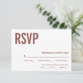 Simple Boho Dusty Roos Typography Wedding RSVP (Staand voorkant)