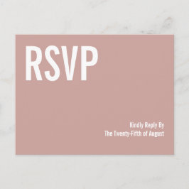 Simple Boho Dusty Roos Typography Wedding RSVP Uitnodiging Briefkaart