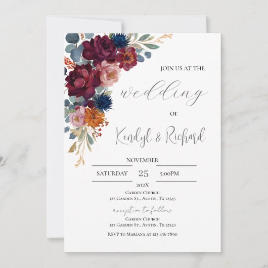 Simple Boho Elegant Wedding Invitation (Devant)