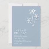 Simple Boho Minimalist Dusty Blue Wedding Kaart (Voorkant)