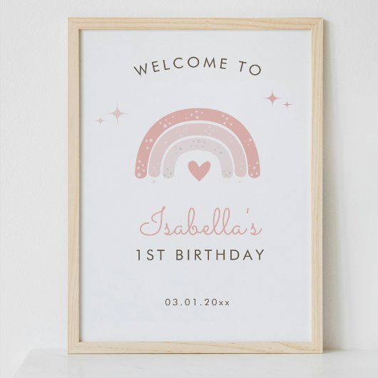 Simple Boho Rainbow 1st Birthday Affiche de bienve