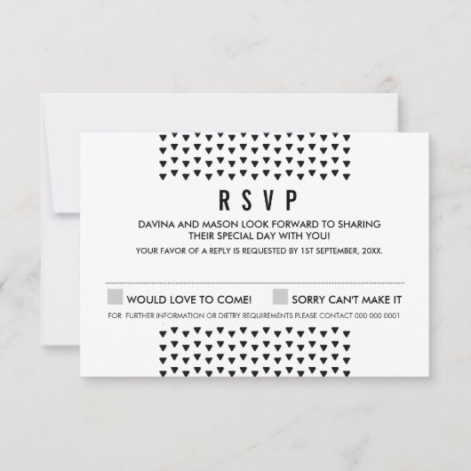 SIMPLE BOHO RSVP modern driehoekspatroon zwart Kaartje (Voorkant)