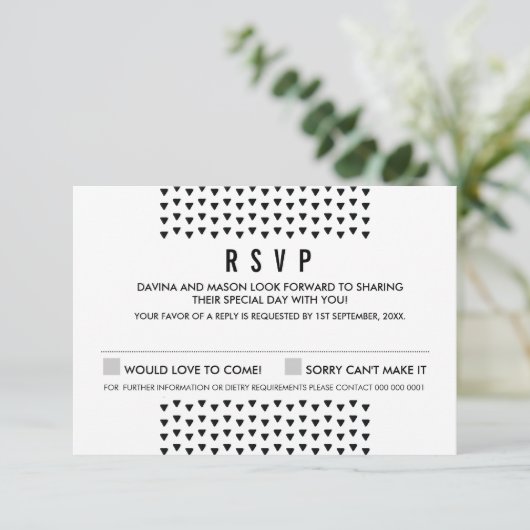 SIMPLE BOHO RSVP triangle moderne motif noir (Debout devant)