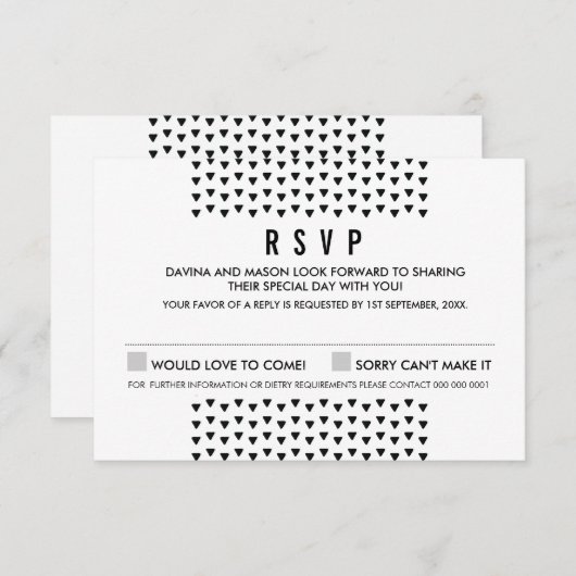SIMPLE BOHO RSVP triangle moderne motif noir (Devant / Derrière)