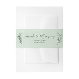 Simple Boho Sage Green Wedding Uitnodigingen Wikkel