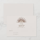 Simple Boho Sun Brown en Taupe Wedding RSVP Kaartje (Voorkant / Achterkant)
