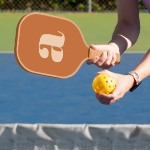 Simple Boho Terracotta Bold Retro Monogram Initiaa Pickleball Paddle