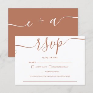 Simple boho terracotta mariage rsvp monogramme