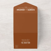 Simple Boho Terracotta Typography Wedding All In One Uitnodiging (Buitenkant)