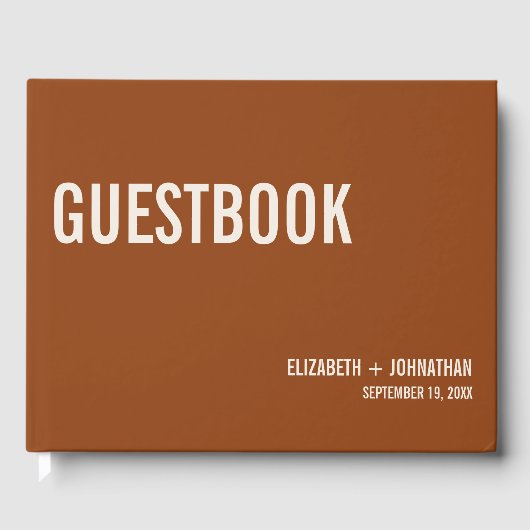 Simple Boho Terracotta Typography Wedding Gastenboek (Voorkant)