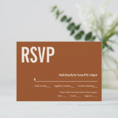 Simple Boho Terracotta Typography Wedding RSVP (Staand voorkant)