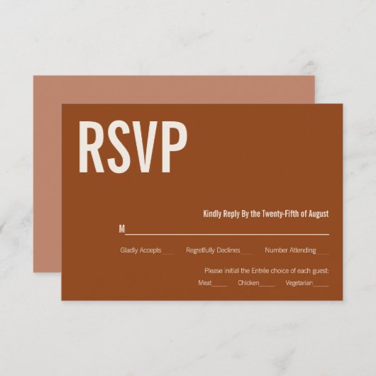 Simple Boho Terracotta Typography Wedding RSVP (Voorkant / Achterkant)