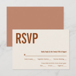 Simple Boho Terracotta Typography Wedding RSVP Kaartje