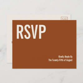 Simple Boho Terracotta Typography Wedding RSVP Uitnodiging Briefkaart