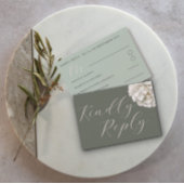 Simple Boho Tropical Sage Vert Floral RSVP