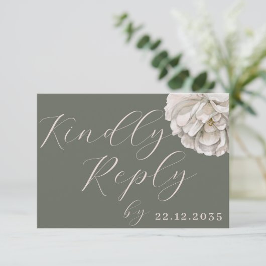 Simple Boho Tropical Sage Vert Floral RSVP (Debout devant)