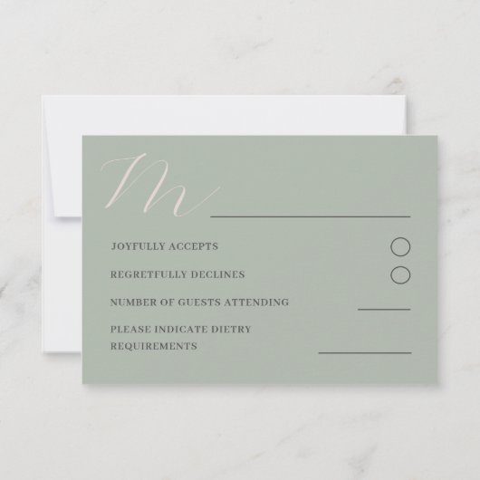 Simple Boho Tropical Sage Vert Floral RSVP (Dos)