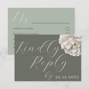 Simple Boho Tropical Sage Vert Floral RSVP