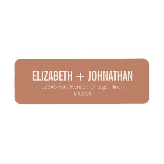 Simple Boho Typography Clay Wedding Address Label (Voorkant)