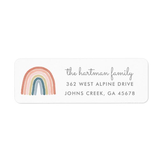 Simple Boho Waterverf Rainbow Modern Address Etiket (Voorkant)
