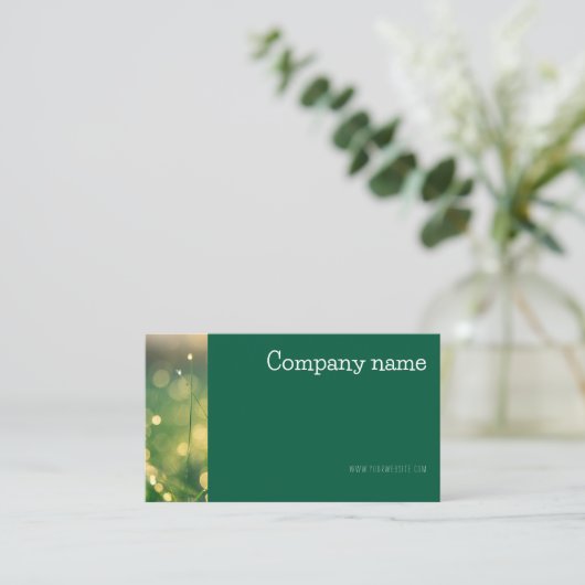 Simple bokee en herbe photo QR vert Carte de visit (Debout devant)