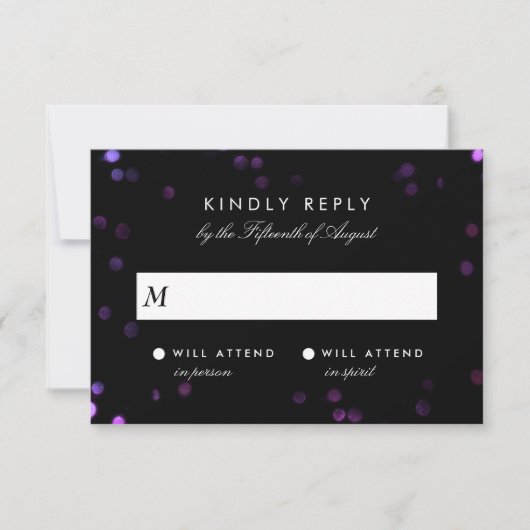 Simple Bokeh Glam Black & Pink Weddenschap RSVP (Voorkant)