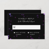 Simple Bokeh Glam Black & Pink Weddenschap RSVP (Voorkant / Achterkant)