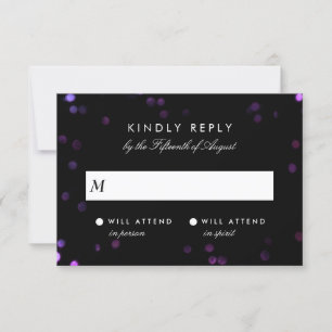 Simple Bokeh Glam Black & Pink Weddenschap RSVP Kaartje