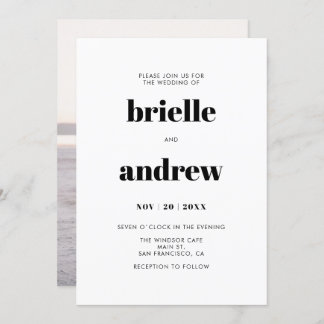 Simple Bold Serif Photo Wedding Kaart