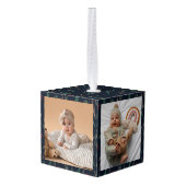 Simple Botanical Baby's Eerste Kerstfoto Kubus Ornament (Achter hoekig)