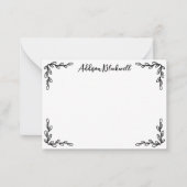 Simple Botanical Corners Sjabloon Name Note Card (Voorkant)