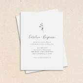 Simple Botanical Script Black White Boho Wedding Kaart