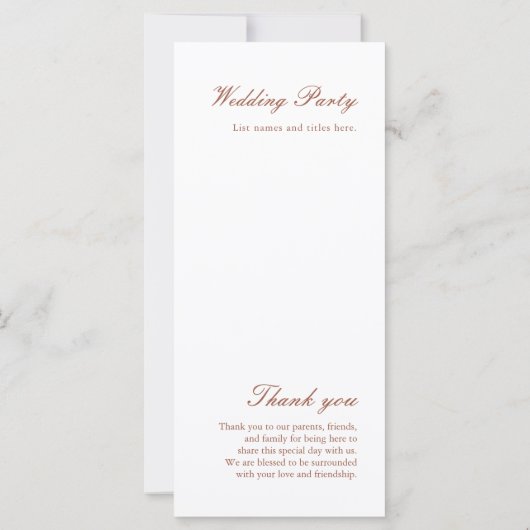 Simple Botanical Wedding Ceremony Program (Achterkant)