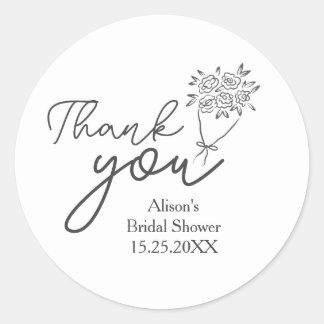 Simple Bouquet of flowers bridal shower thank You Ronde Sticker