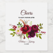 Simple Bourgogne Floral Mariage Étiquettes de vin (Étiquettes simples)