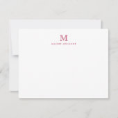 Simple Bourgogne moderne Monogramme Carte de note  (Devant)
