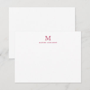 Simple Bourgogne moderne Monogramme Carte de note