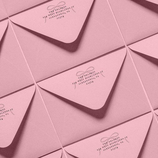 Simple Bow and Antique Serif Address Zelfinktende Stempel