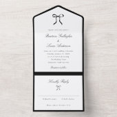 Simple Bow Classic Wedding All In One Uitnodiging (Binnen)