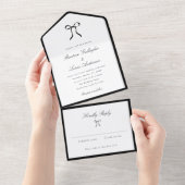Simple Bow Classic Wedding All In One Uitnodiging (Afscheurbaar)