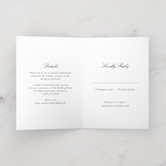 Simple Bow Classic Wedding Invitation (Couchage intérieur)