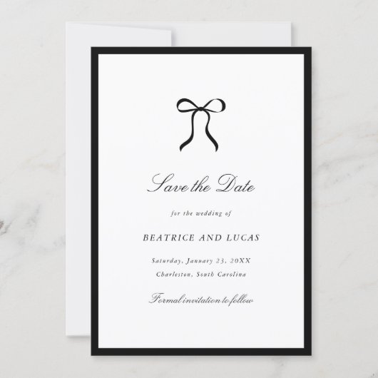 Simple Bow Classic Wedding Save The Date (Voorkant)
