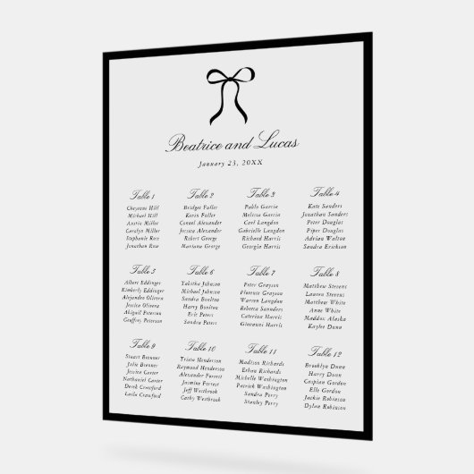 Simple Bow Classic Wedding Seating Chart (Angle)